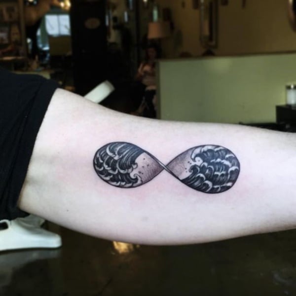 Hourglass Wave Tattoo Idea