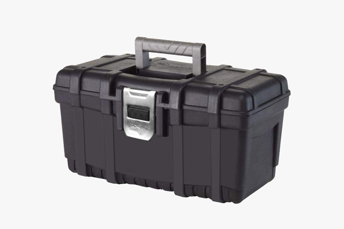 Husky 16-Inch Plastic Tool Box with Rugged Metal Latch