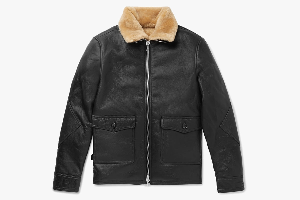 Officine Generale Clyde Shearling-Lined Leather Aviator Jacket
