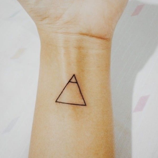 Small Tattoo of a Triangle Within a Triangle