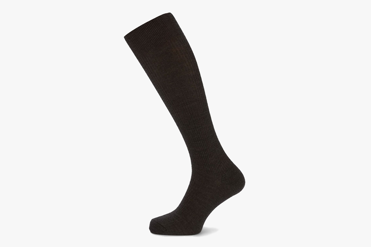 Turnbull and Asser Charcoal Long Merino Wool Socks
